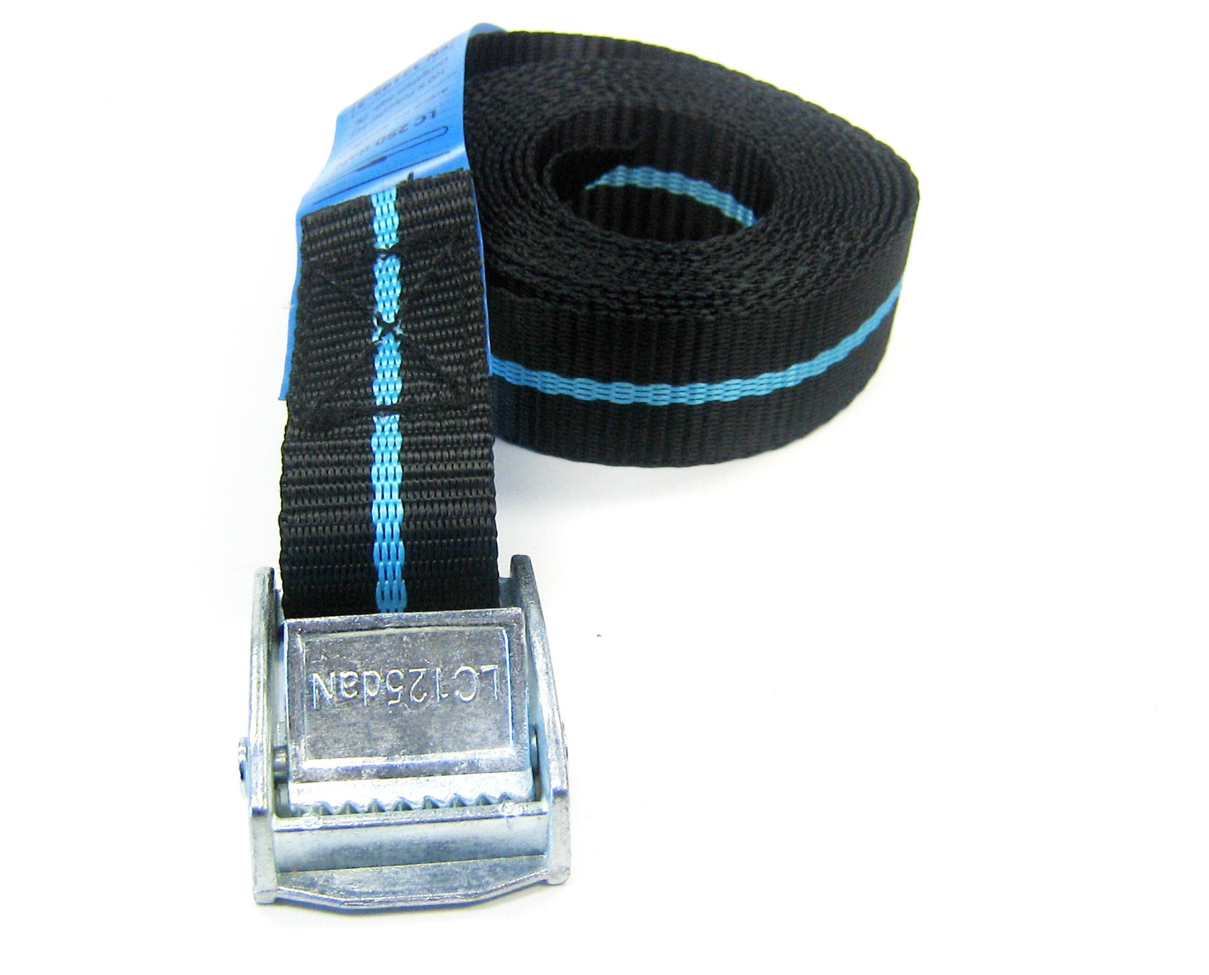 Spanband zwart blauw 25 mm 2.5 meter met klemsluiting